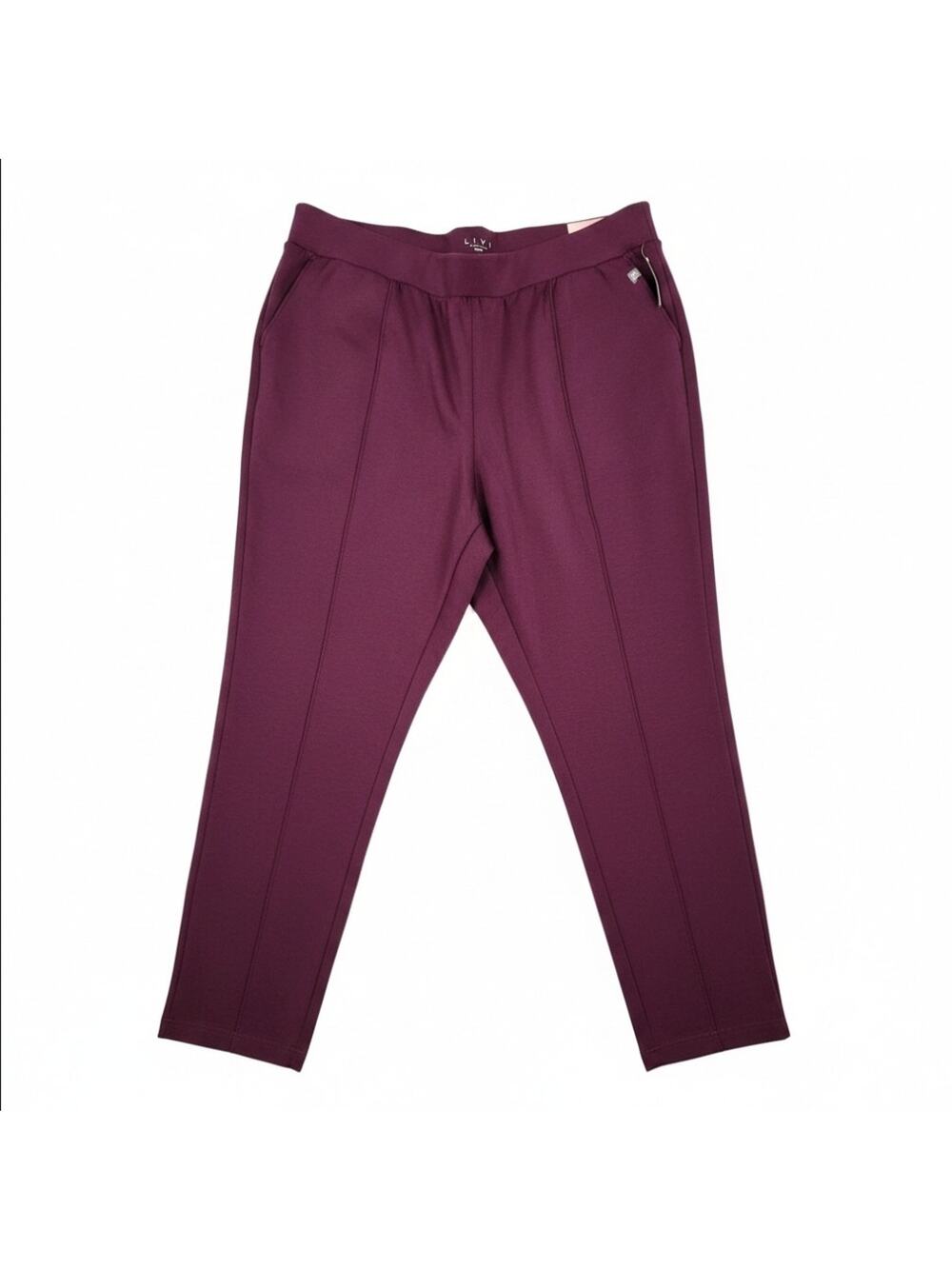 Lane Bryant LIVI Journey Tapered Pants Plus Size 30/32 5X Burgundy Pintuck Knit